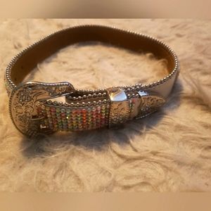 Toddler girls genuine leather rhinestone belt